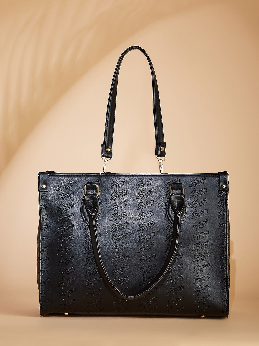

FARGO Textured Structured Tote Bag, Black