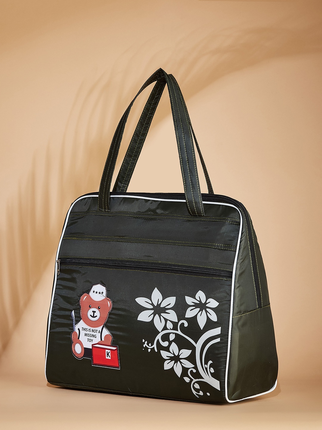 

FARGO Floral Printed Structured Handheld Bag, Green