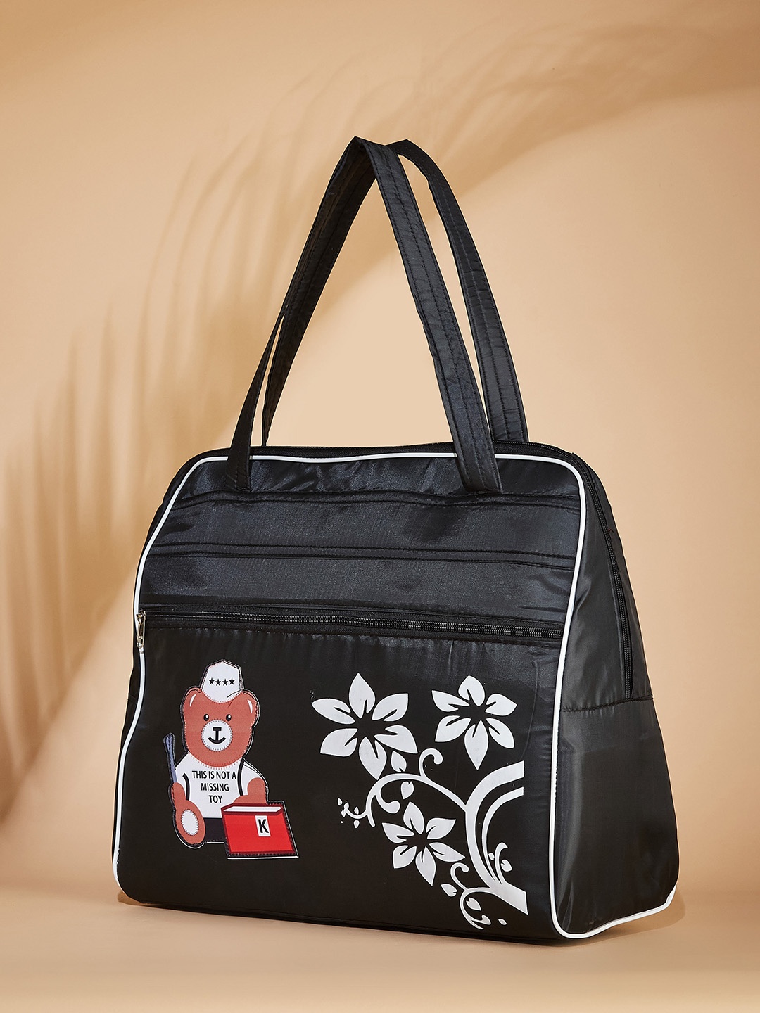 

FARGO Floral Printed Zip Detail Handheld Bag Up to 16 inch, Black