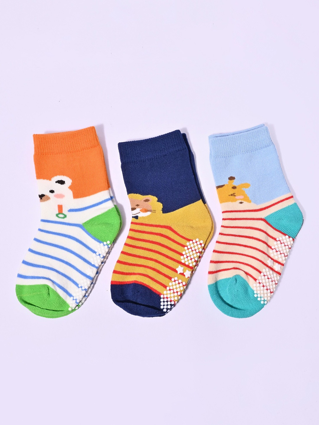 

BAESD Kids Pack Of 3 Patterned Above Ankle Length Socks, Orange