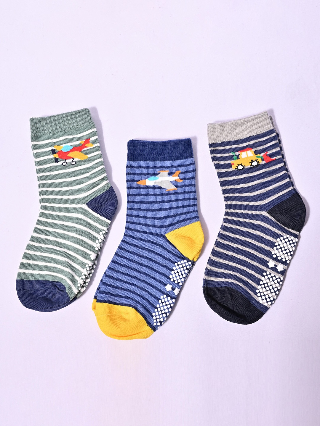 

BAESD Kids Pack Of 3 Patterned Above Ankle Length Socks, Blue