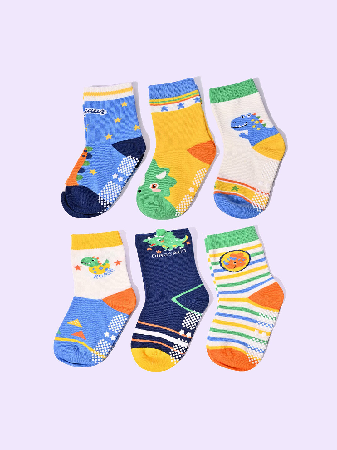 

BAESD Kids Pack Of 6 Printed Socks, Blue