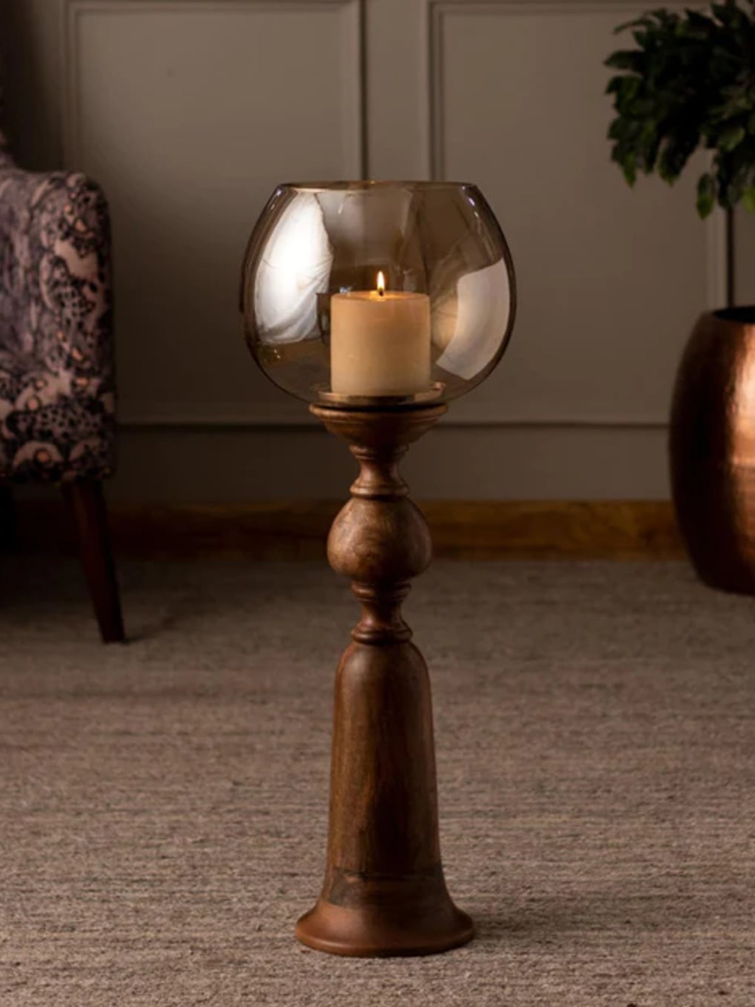 

THEDECORKART Unisex Multi Candle Holders, Brown