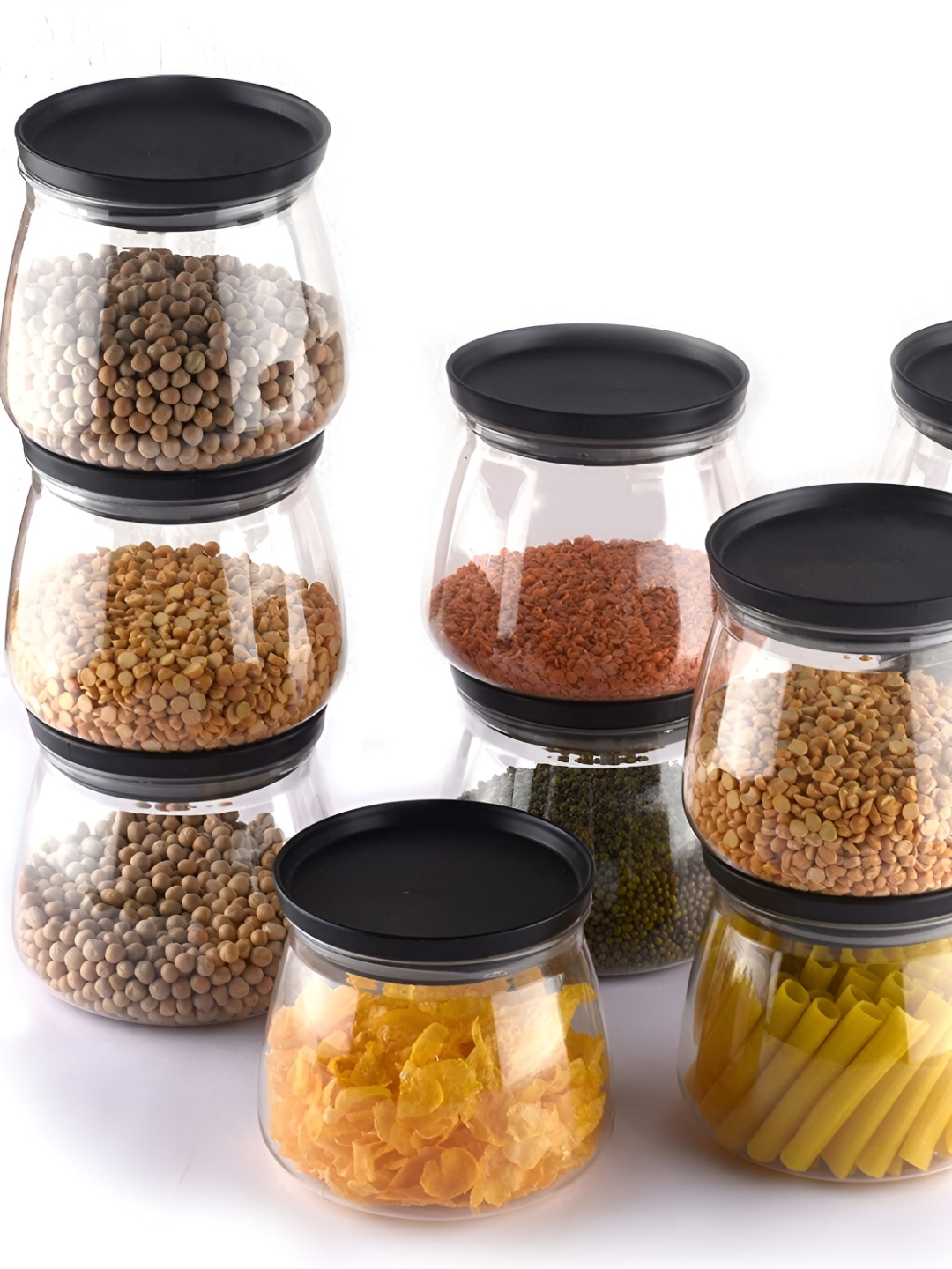 

2Mech Black & Transparent 10 Pieces Grocery Food Container 900 ml