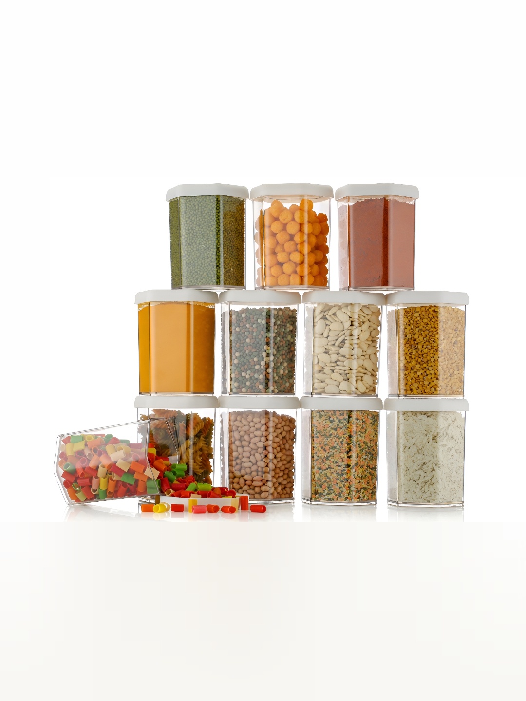 

2Mech White & Transparent 12 Pieces Grocery Food Container 1150 ml