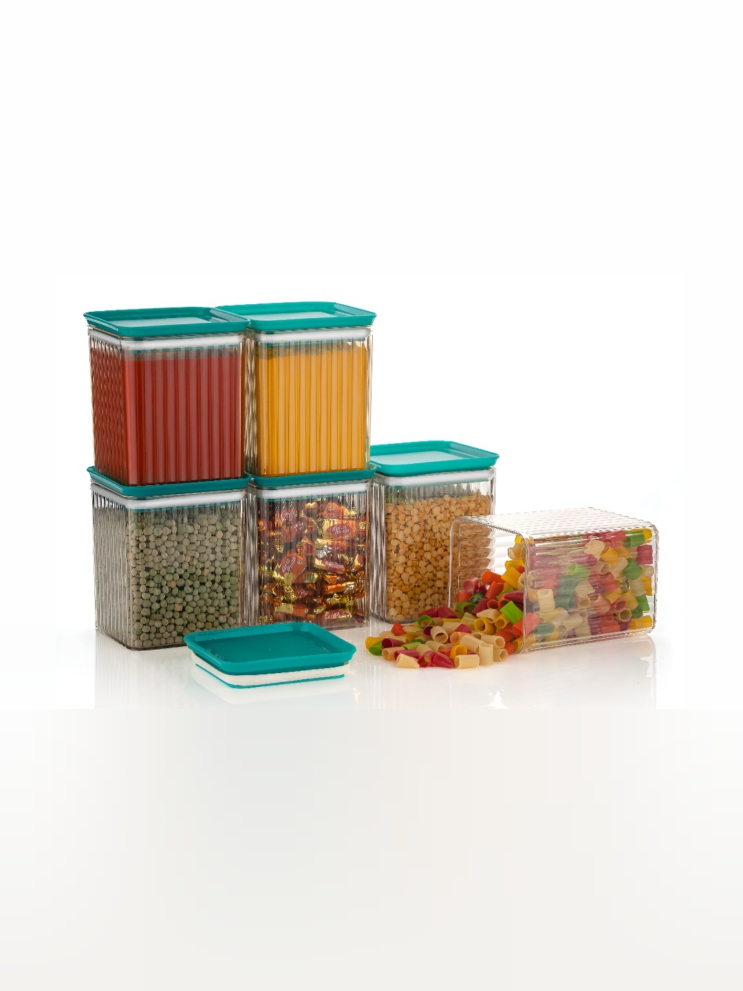 

2Mech Blue Transparent 6 Pieces Grocery Container 1.1 L Each