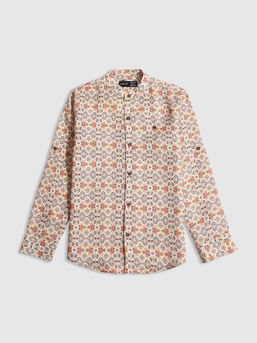

CAVIO Boys Standard Opaque Ethnic Motifs Printed Cotton Casual Shirt, Mustard
