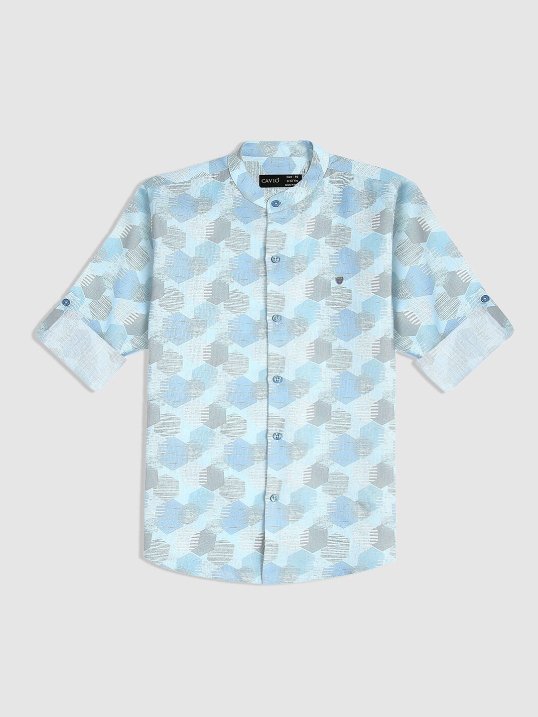 

CAVIO Boys Standard Opaque Geometric Printed Cotton Casual Shirt, Blue