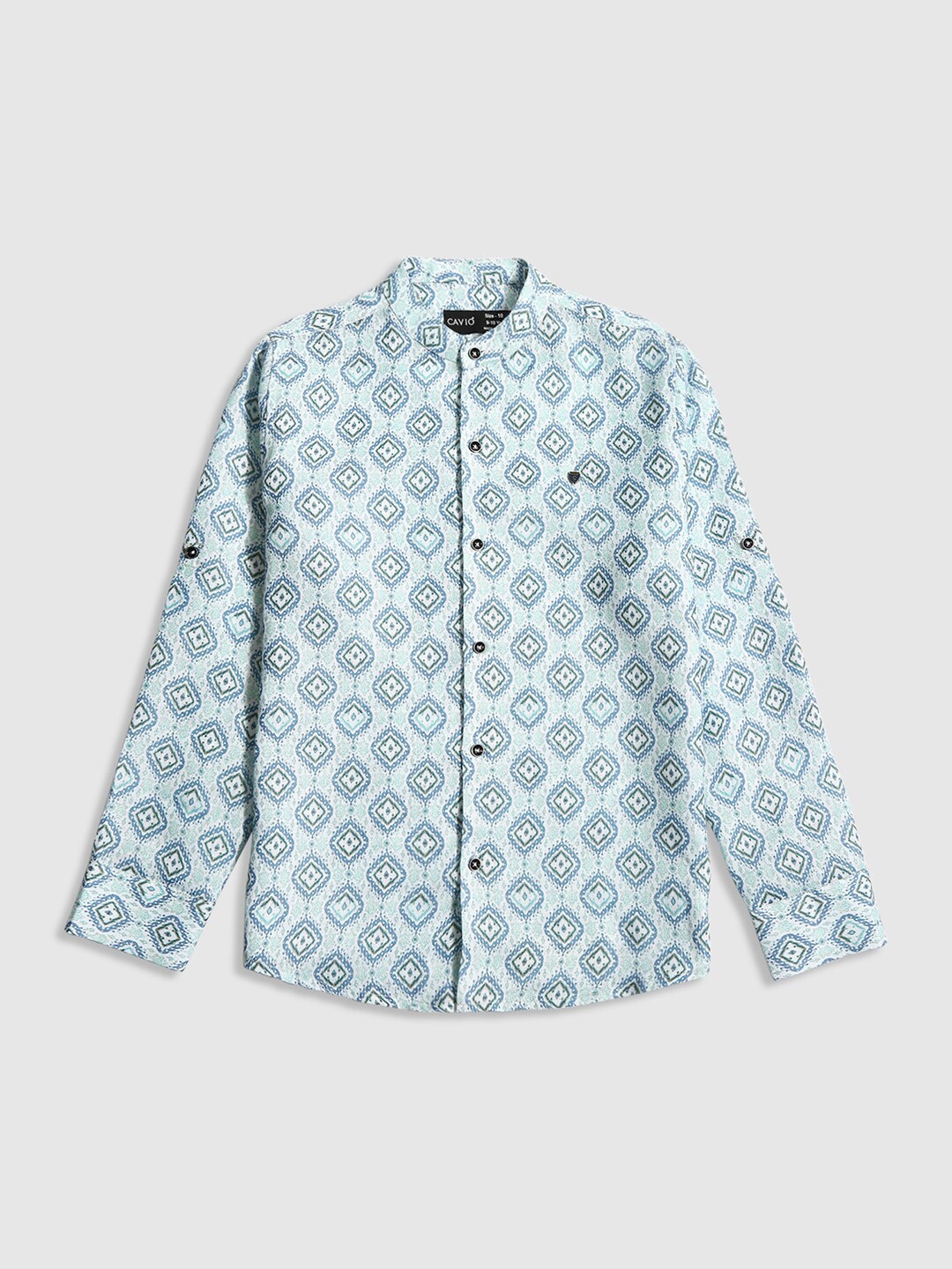 

CAVIO Boys Standard Opaque Ethnic Motifs Printed Cotton Casual Shirt, Sea green