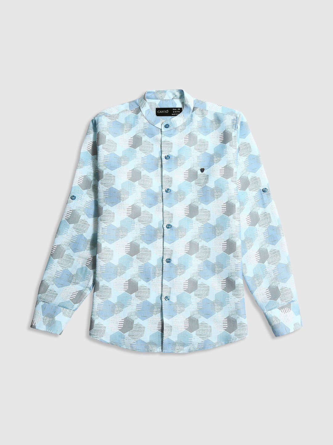 

CAVIO Boys Standard Opaque Geometric Printed Cotton Casual Shirt, Blue