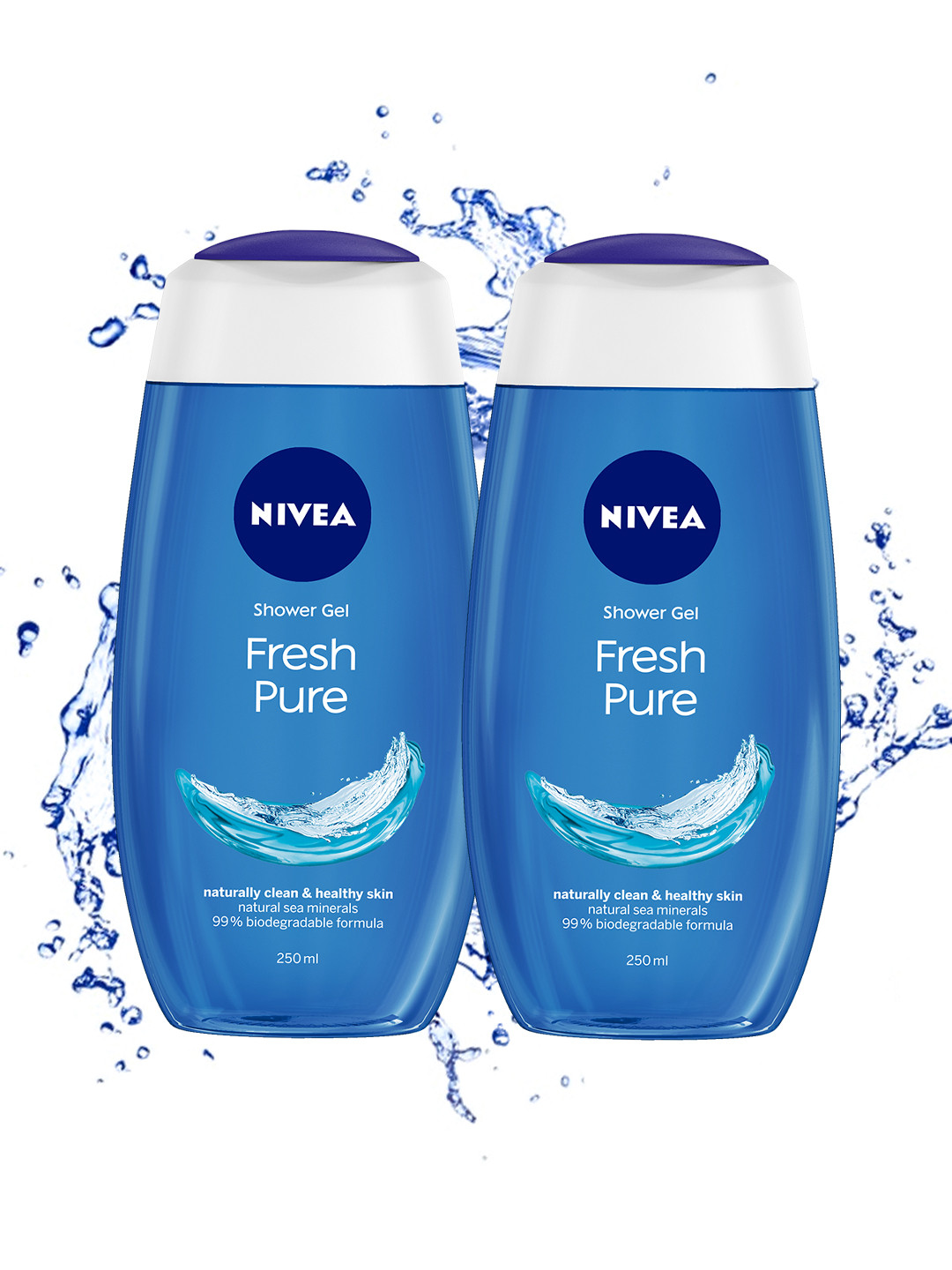 

Nivea Set of 2 Fresh Pure Shower Gel - 250ml each, Blue