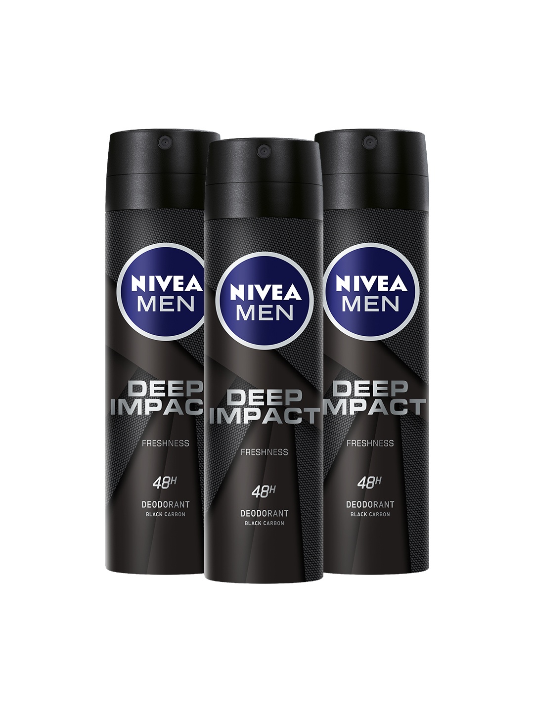 

Nivea Men Set Of 3 Deep Impact 48Hr Freshness Black Carbon Deodorant Spray - 93g Each