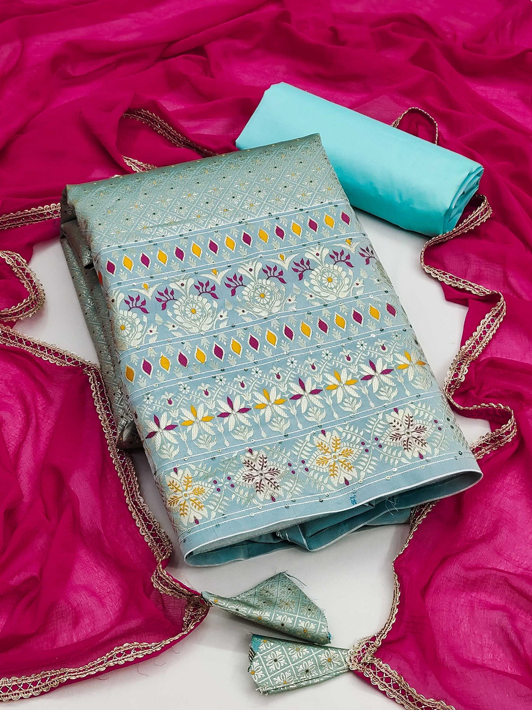 

KALINI Unstitched Dress Material, Sea green