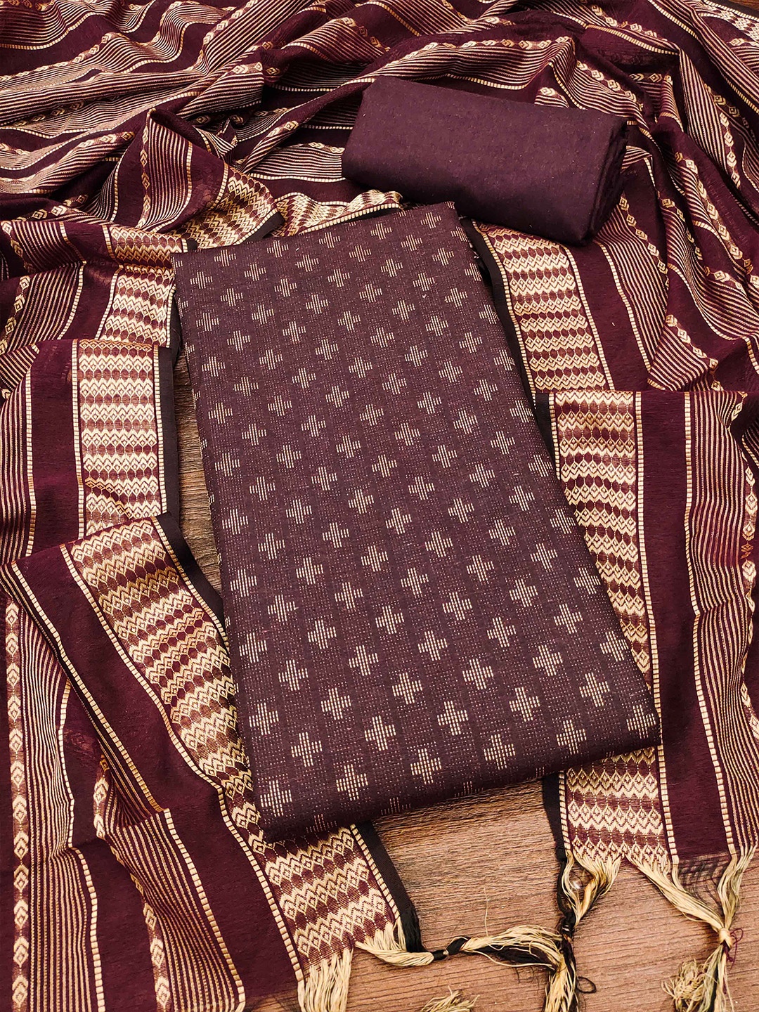 

KALINI Unstitched Dress Material, Magenta
