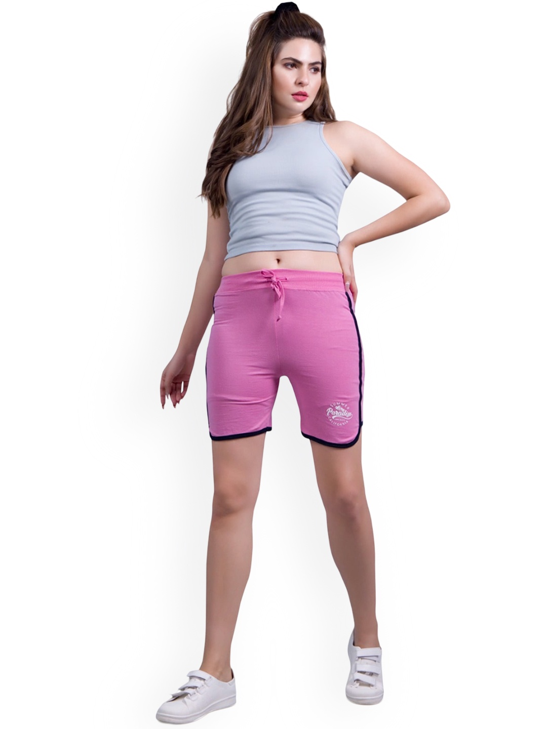 

BAESD Women Skinny Fit Cotton Sports Shorts, Pink