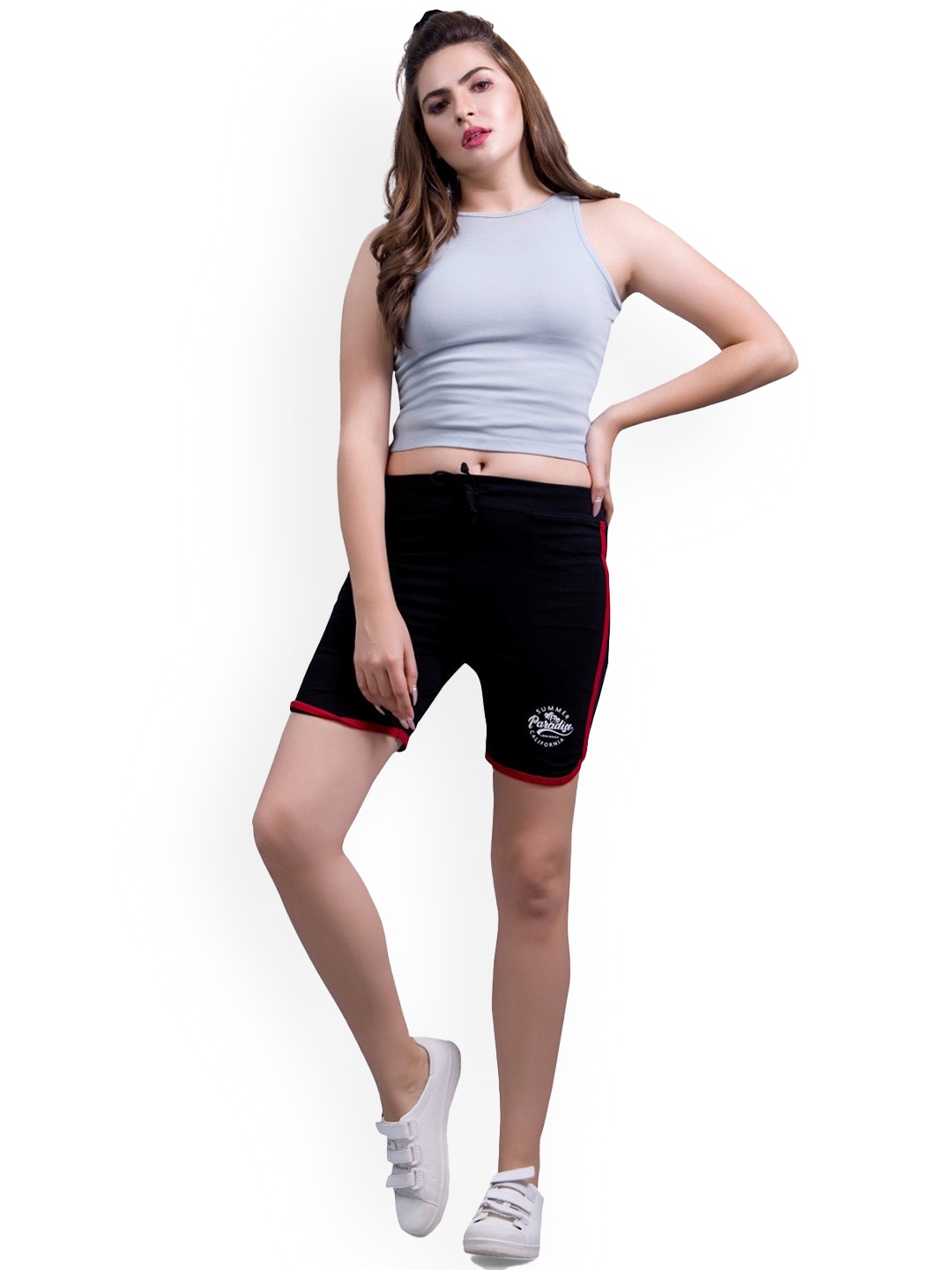 

BAESD Women Skinny Fit Cotton Sports Shorts, Black