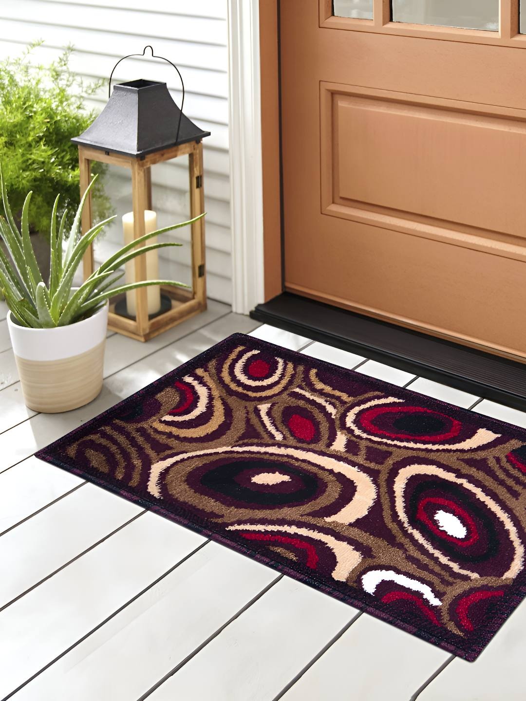 

Carpet Galore Maroon and Black Abstract Printed Water Resistant Floor Mat