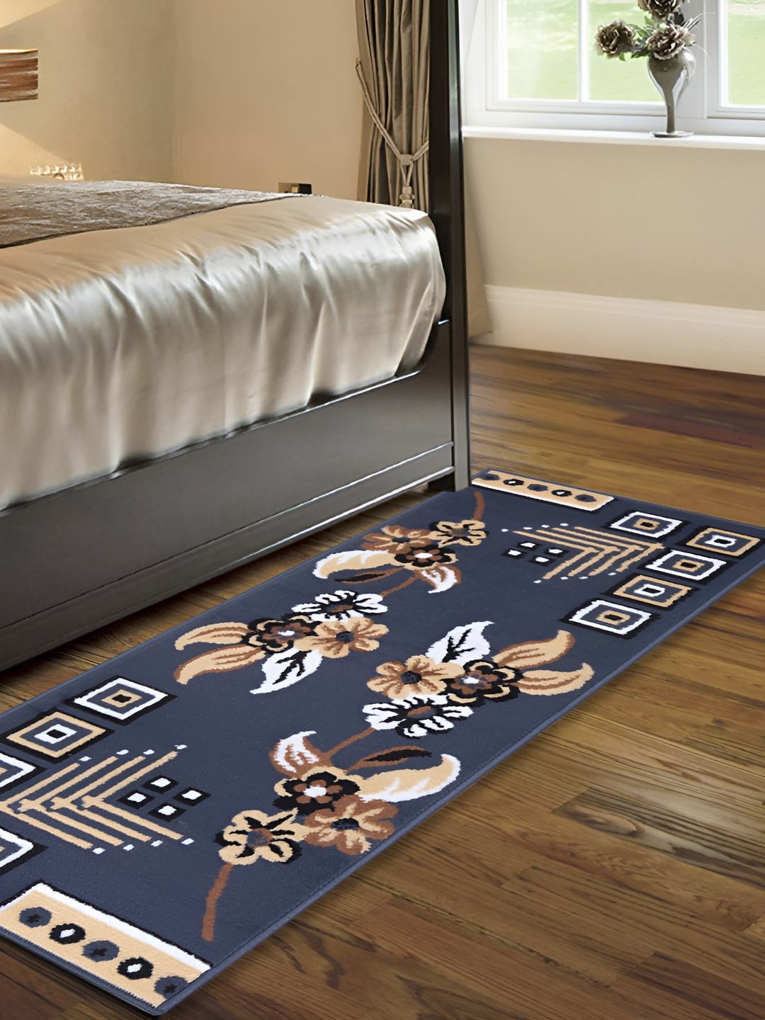 

Carpet Galore Blue Printed Water Resistant Floor Mat