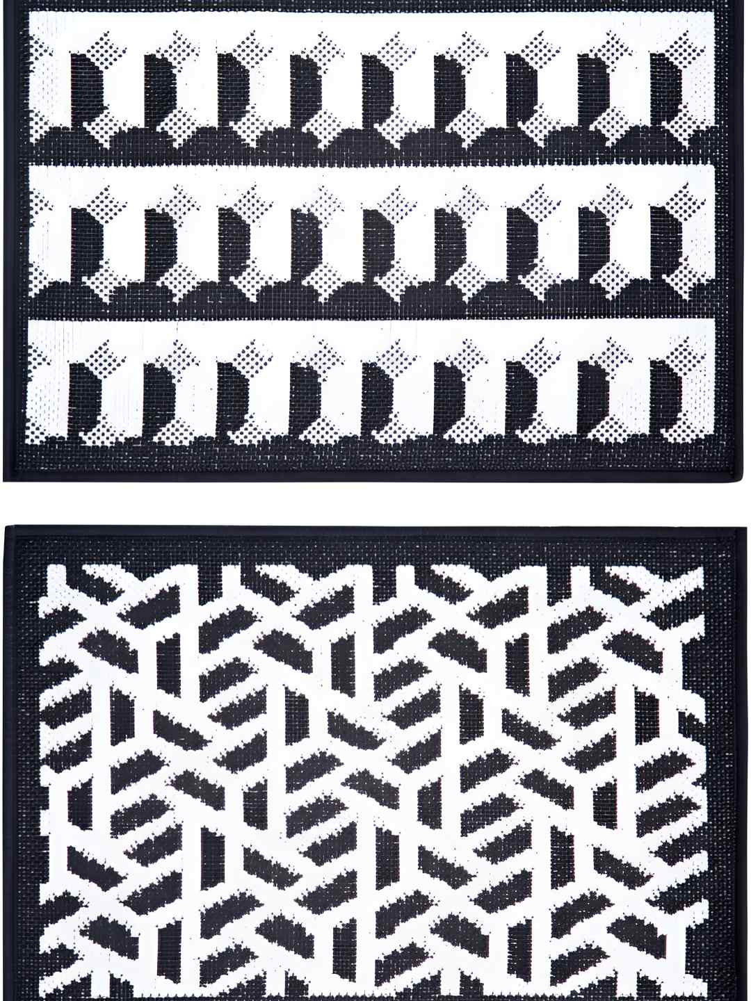 

Carpet Galore Black & White 2 Pieces Printed Water Resistant Floor Mats & Dhurries