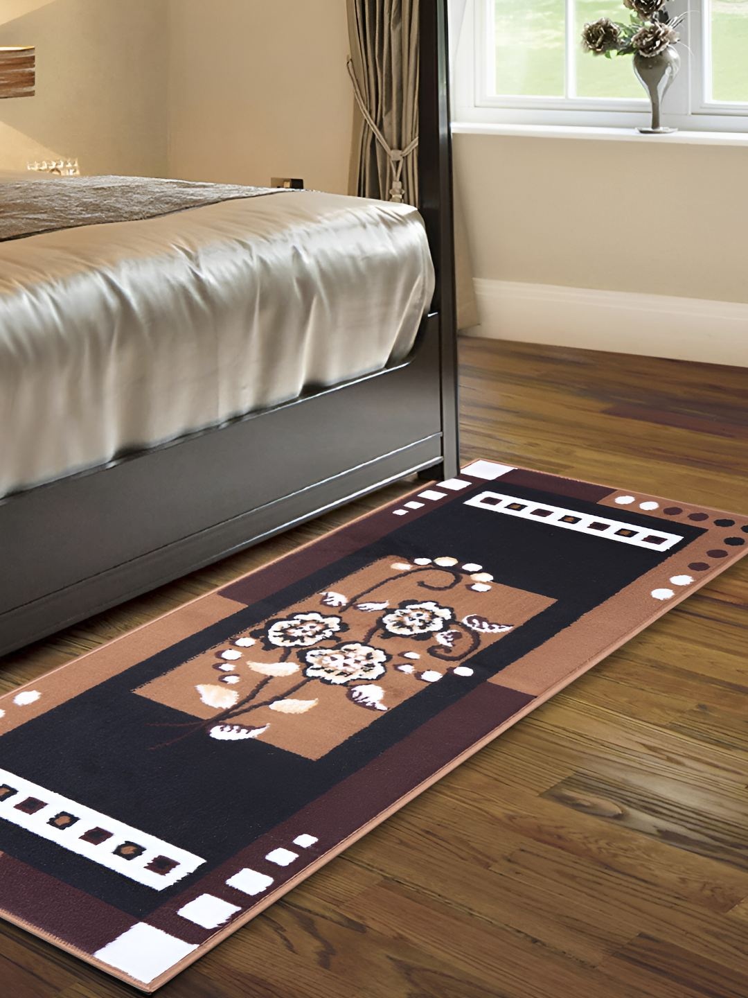 

Carpet Galore Brown and Black Floral Printed Water Resistant Floor Mat