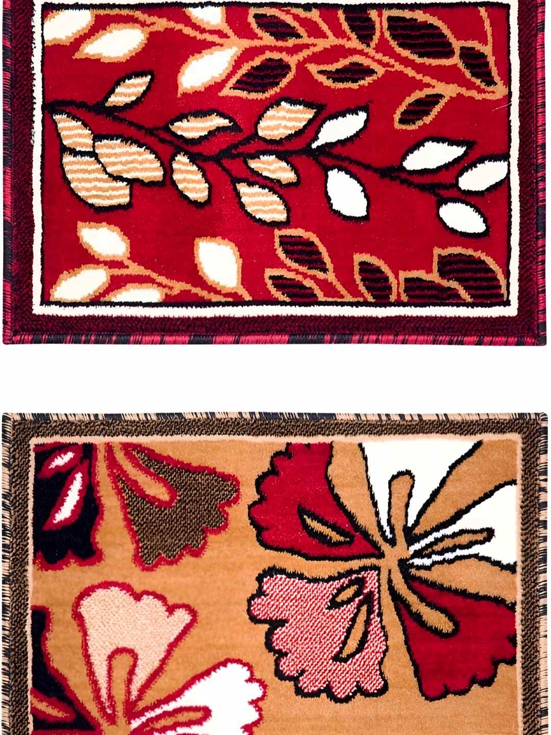 

Carpet Galore 2-Pcs Maroon & Beige Patterned Water Resistant Door Mats