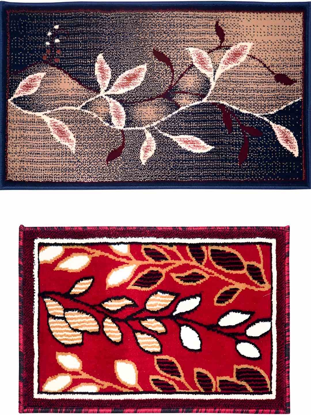 

Carpet Galore 2-Pcs Maroon & Beige Patterned Water-Resistant Door Mats
