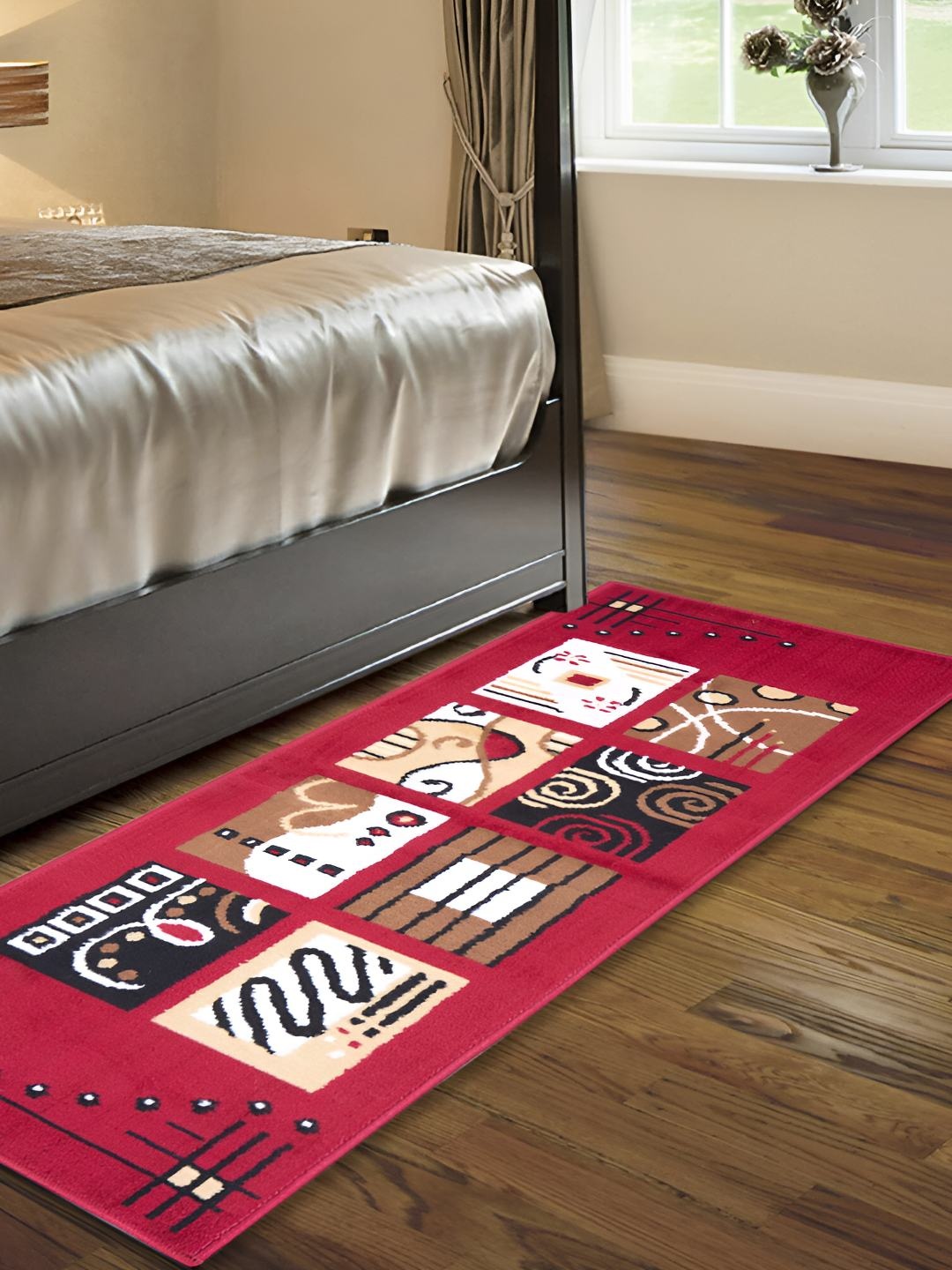 

Carpet Galore Red and Black 3 Pieces Geometric Printed Water Resistant Floor Mats