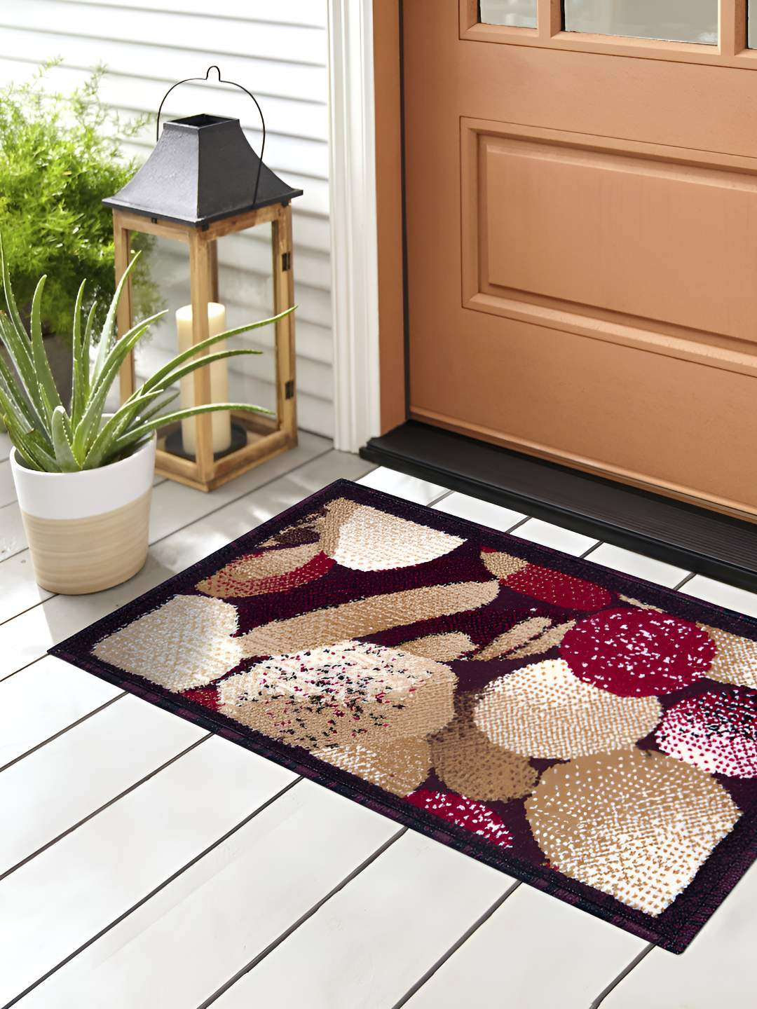 

Carpet Galore Maroon & Beige Patterned Water Resistant Door Mat