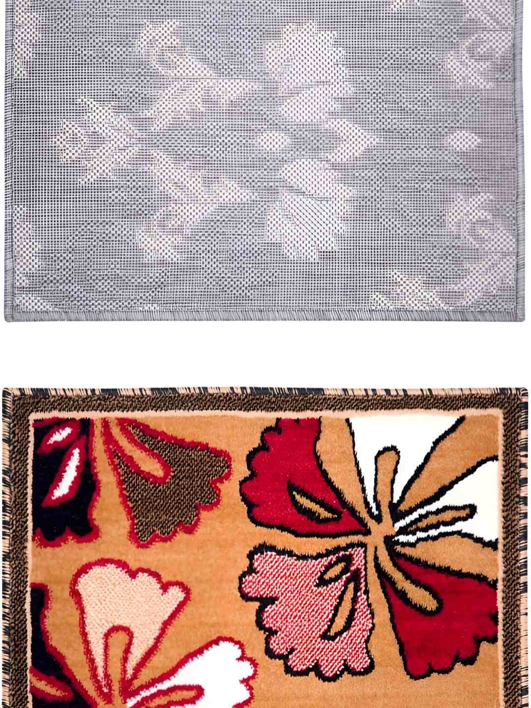

Carpet Galore Grey & Red 2 Pieces Floral Printed Water Resistant Doormats