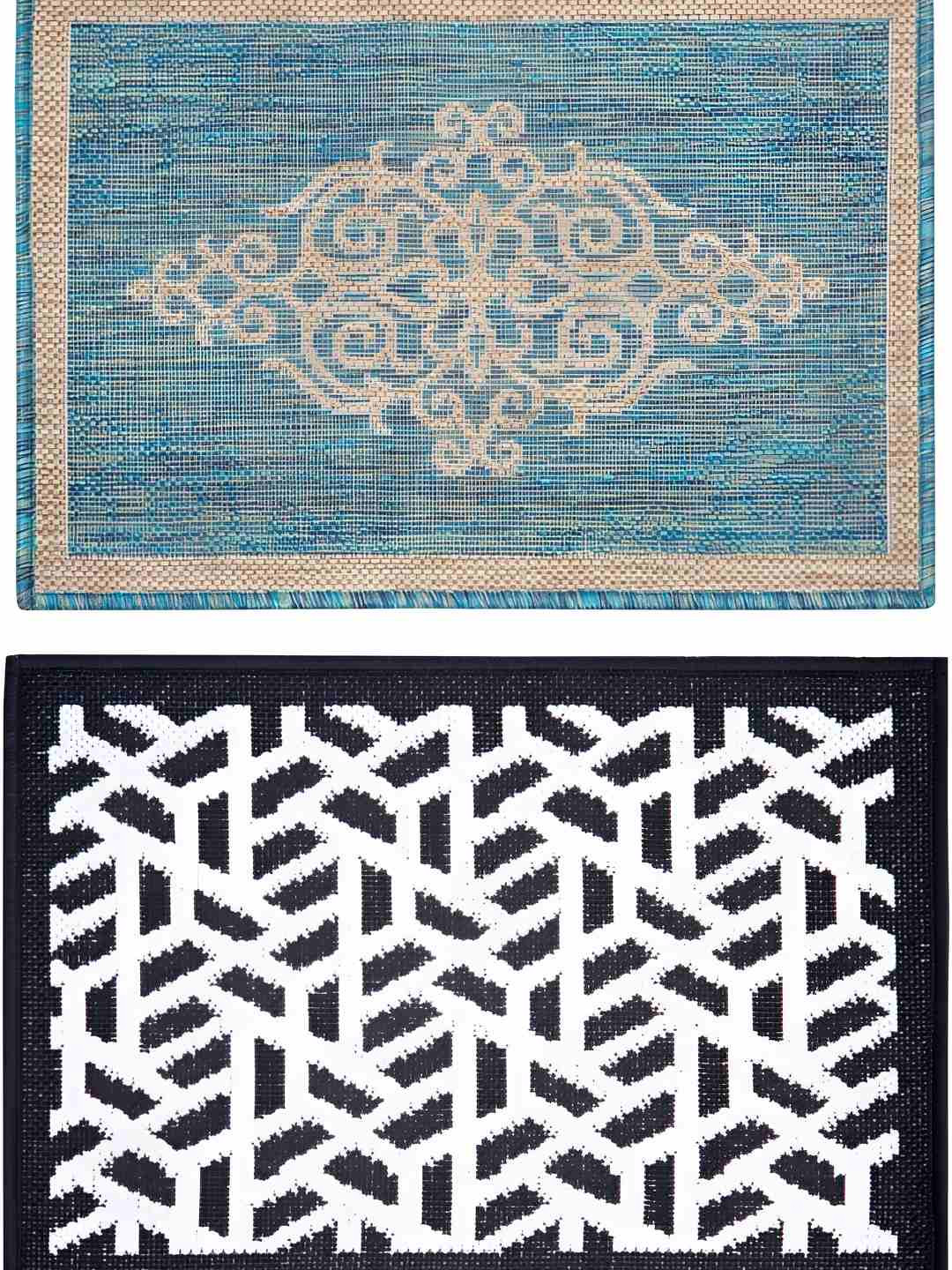 

Carpet Galore Blue & Black 2 Pcs Printed Water Resistant Doormats