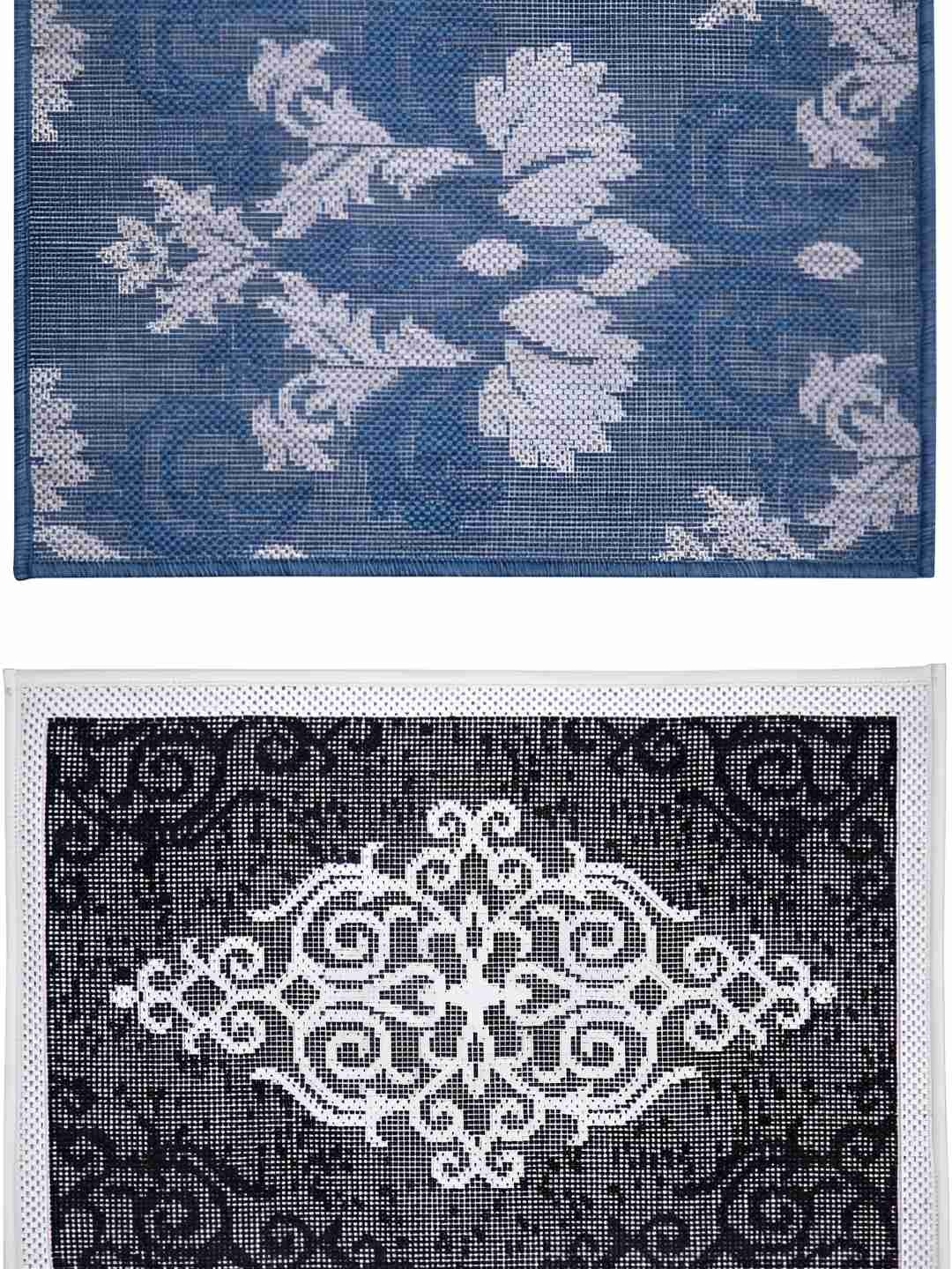 

Carpet Galore Blue & Black 2 Pcs Printed Water Resistant Doormats