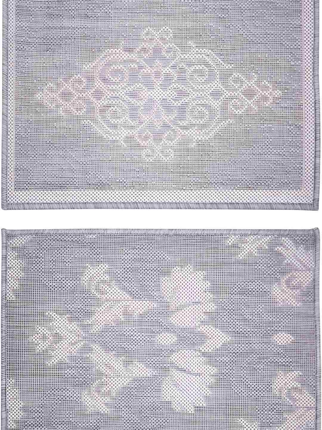 

Carpet Galore Grey & White 2 Pieces Floral Printed Water Resistant Doormats