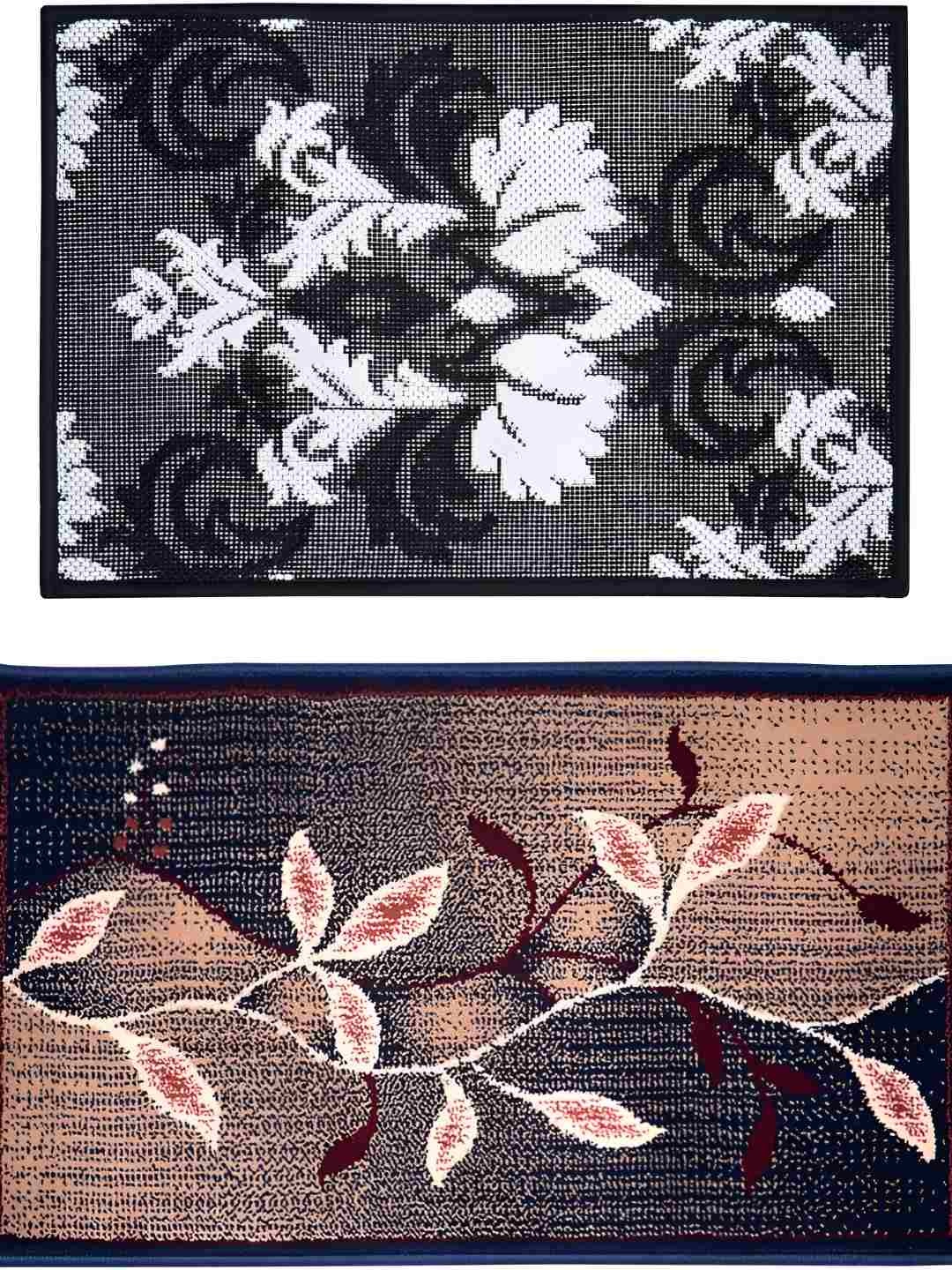 

Carpet Galore Black & Pink 2 Pieces Printed Water Resistant Doormats