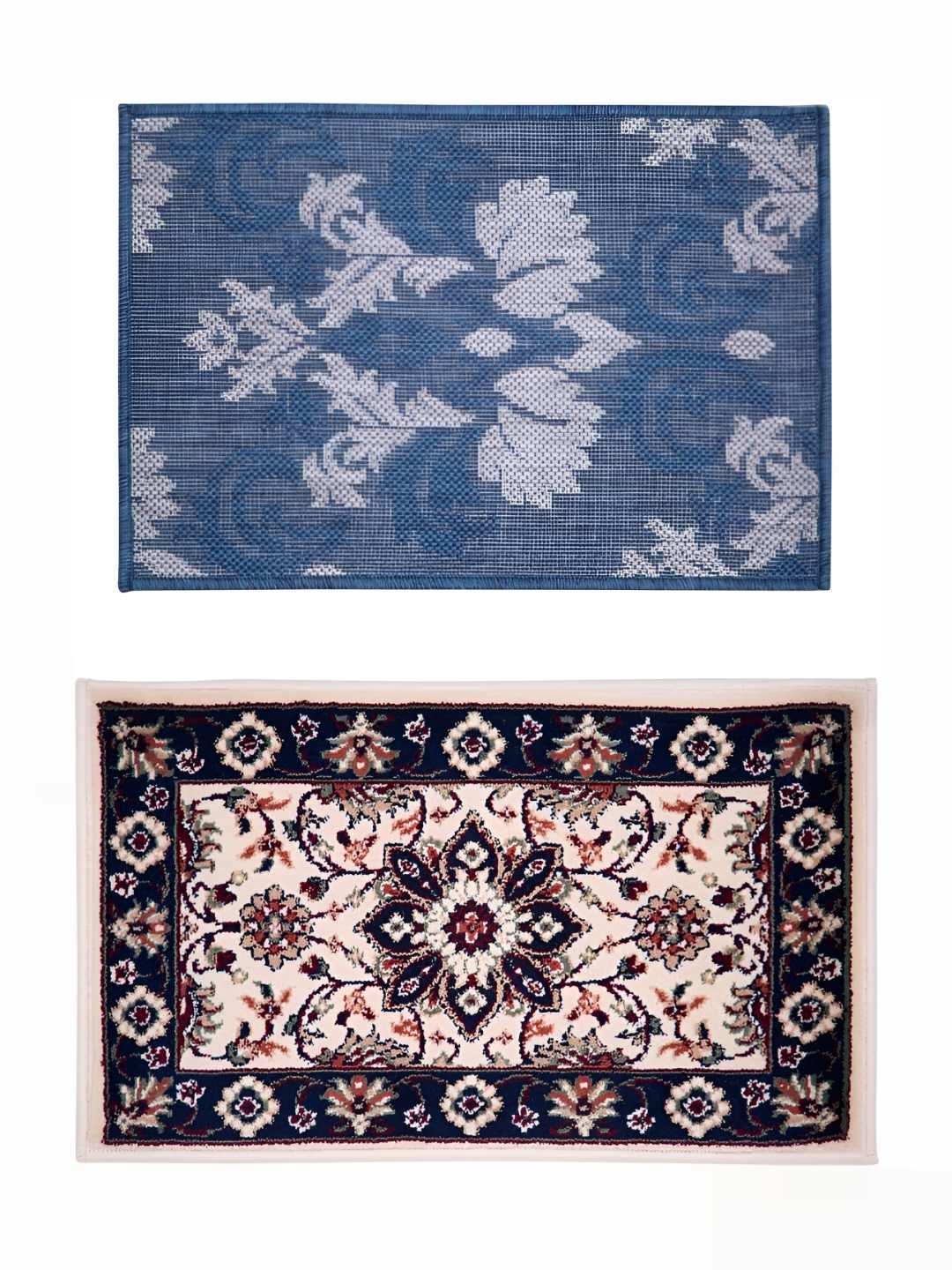 

Carpet Galore Blue & Beige 2 PCS Printed Water Resistant Doormats
