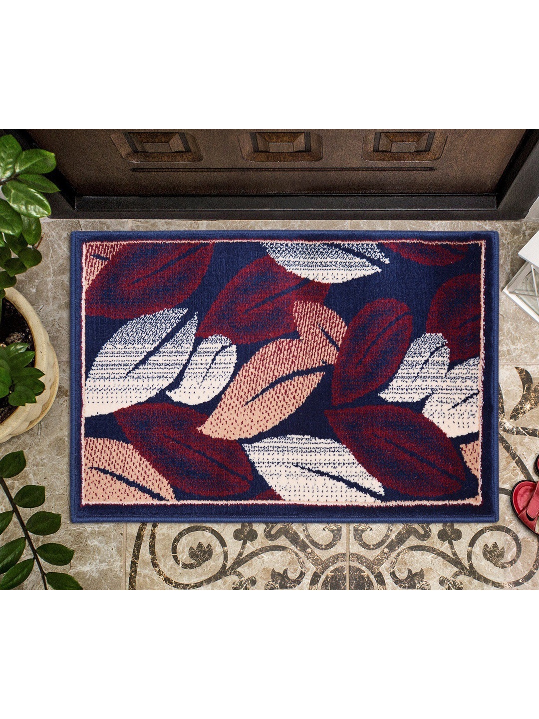 

Carpet Galore Red & Blue Floral Printed Water Resistant Doormats