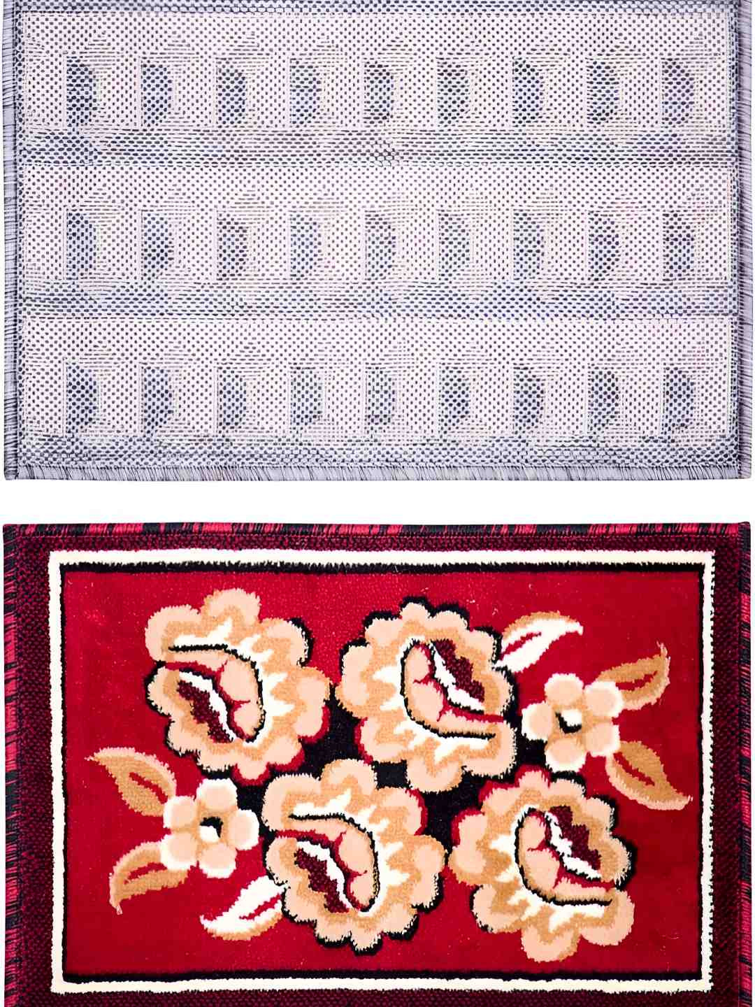 

Carpet Galore Grey & Red 2 Pieces Floral Printed Water Resistant Doormats