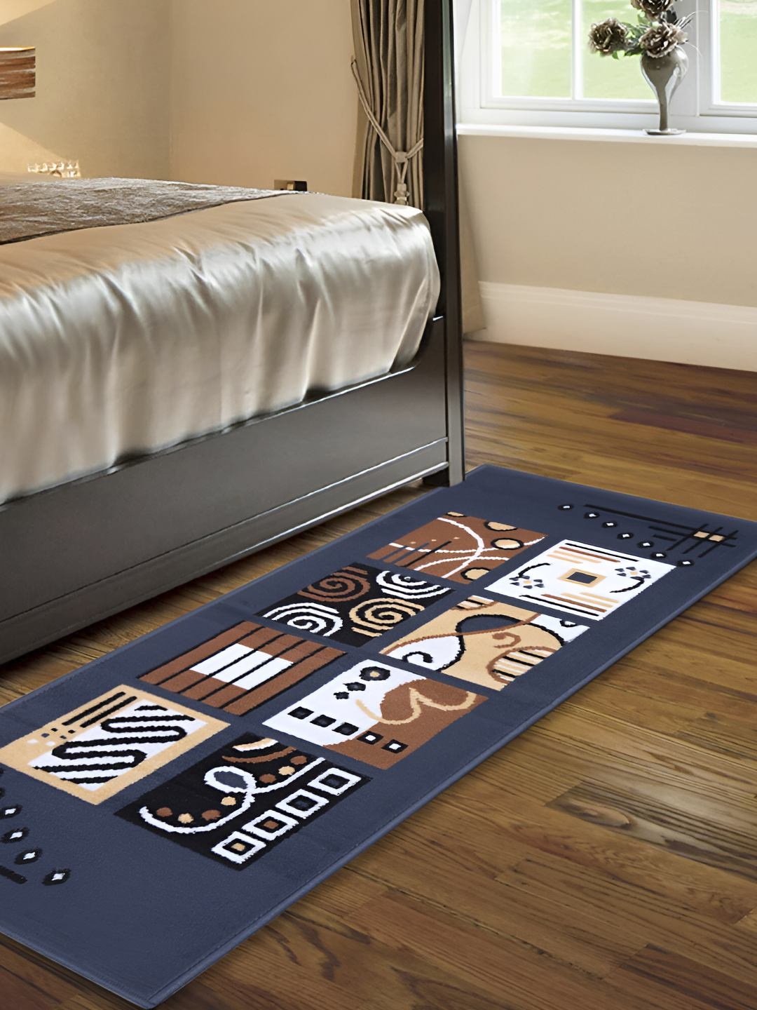 

Carpet Galore Blue and White 2 Pieces Geometric Printed Water Resistant Floor Mat