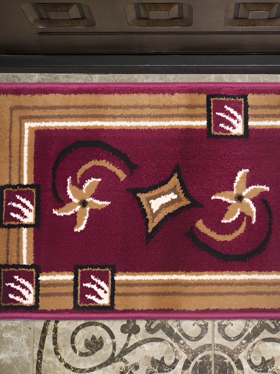 

Carpet Galore Maroon & Mustard Printed Water Resistant Doormat