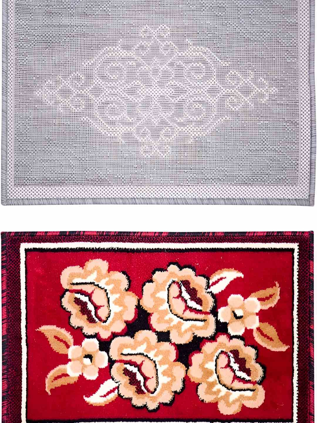 

Carpet Galore Grey & Red 2 Pieces Floral Printed Water Resistant Doormats