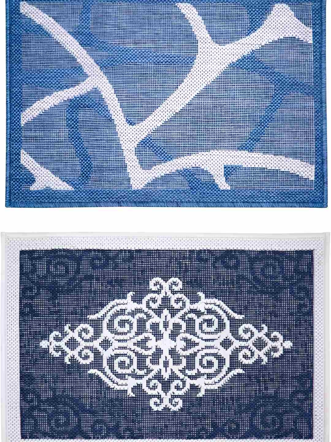 

Carpet Galore Blue & White 2 Pieces Printed Water Resistant Doormats