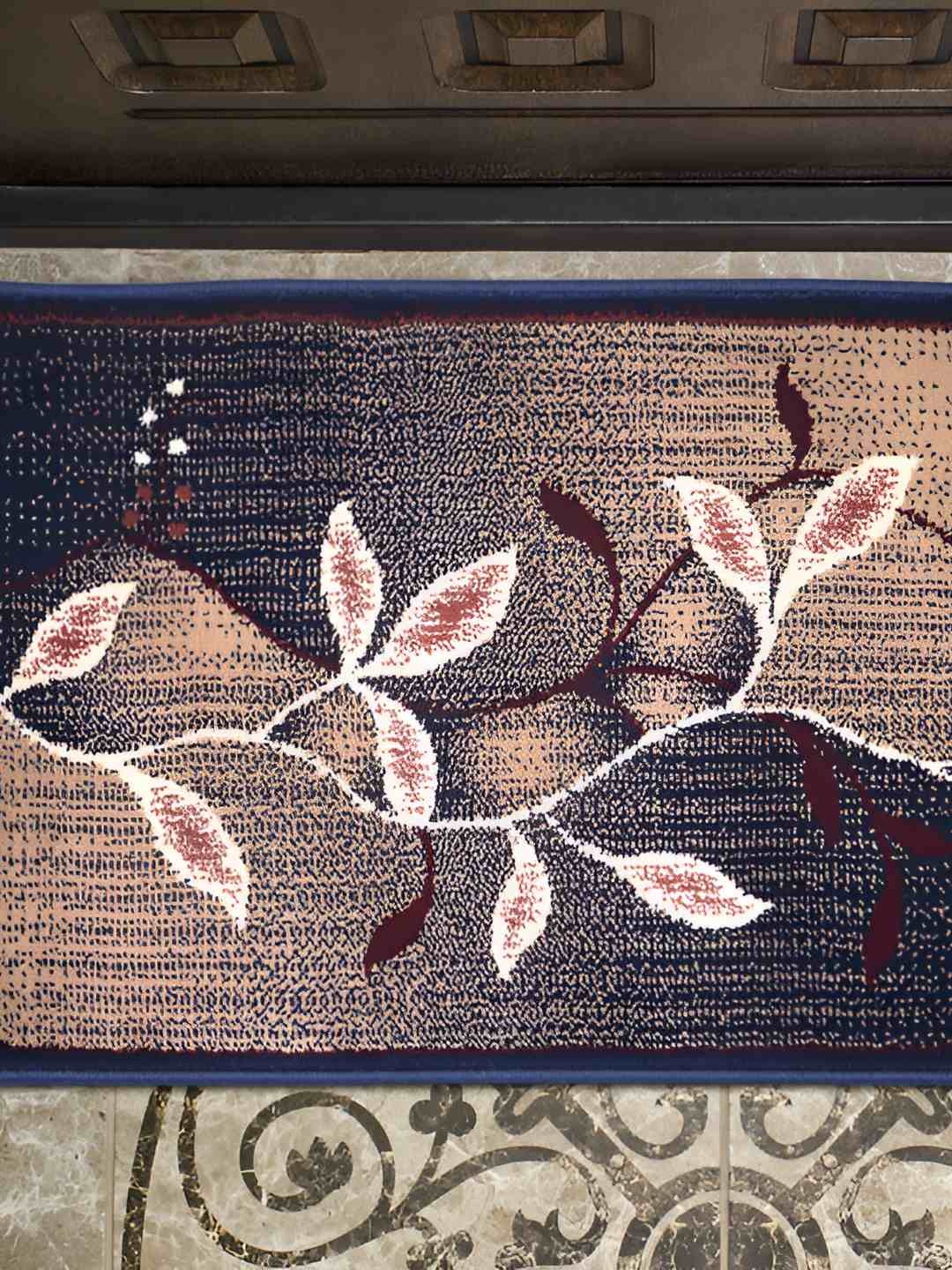 

Carpet Galore Blue & White Floral Printed Water Resistant Doormats