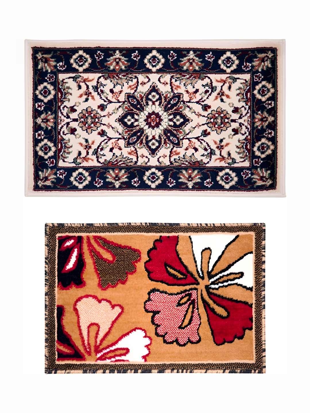 

Carpet Galore 2-Pcs Blue & Beige Patterned Water-Resistant Door Mats