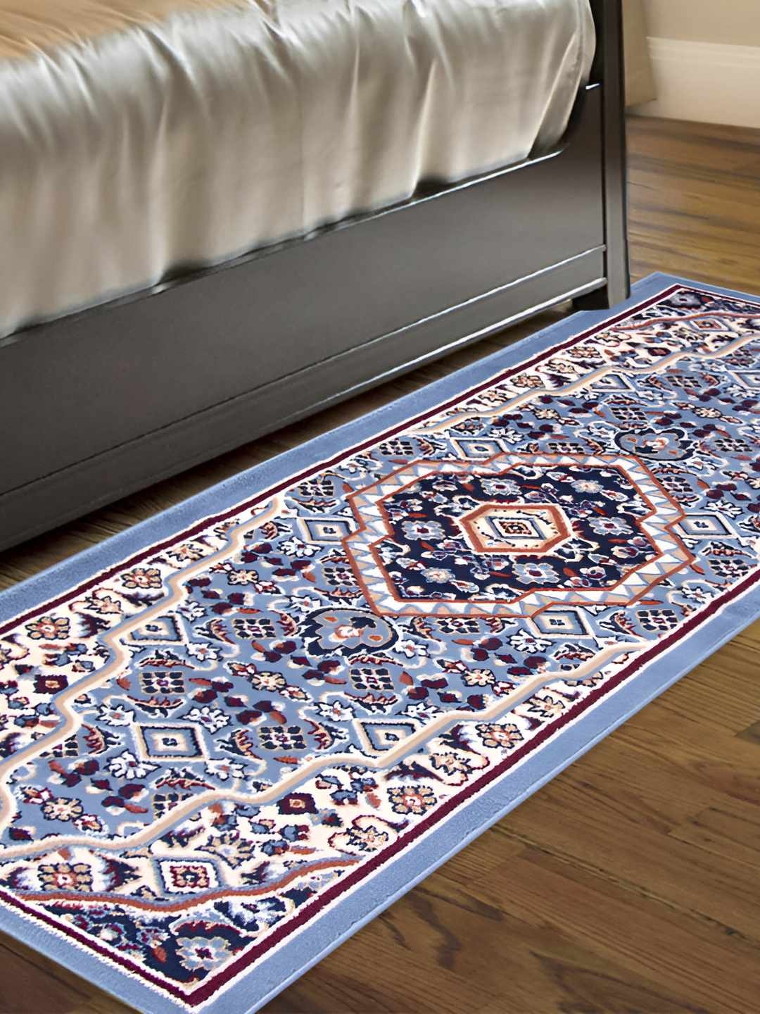 

Carpet Galore Grey and Blue Ethnic Motif Printed Water Resistant Floor Mat