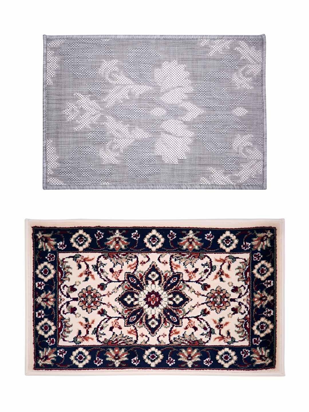 

Carpet Galore 2-Pcs Grey & Beige Patterned Water-Resistant Door Mats