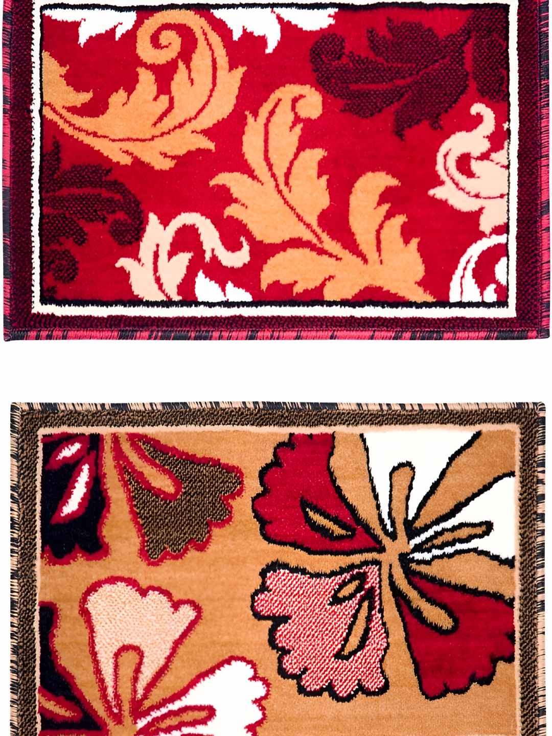 

Carpet Galore 2-Pcs Red & Beige Patterned Water-Resistant Door Mats