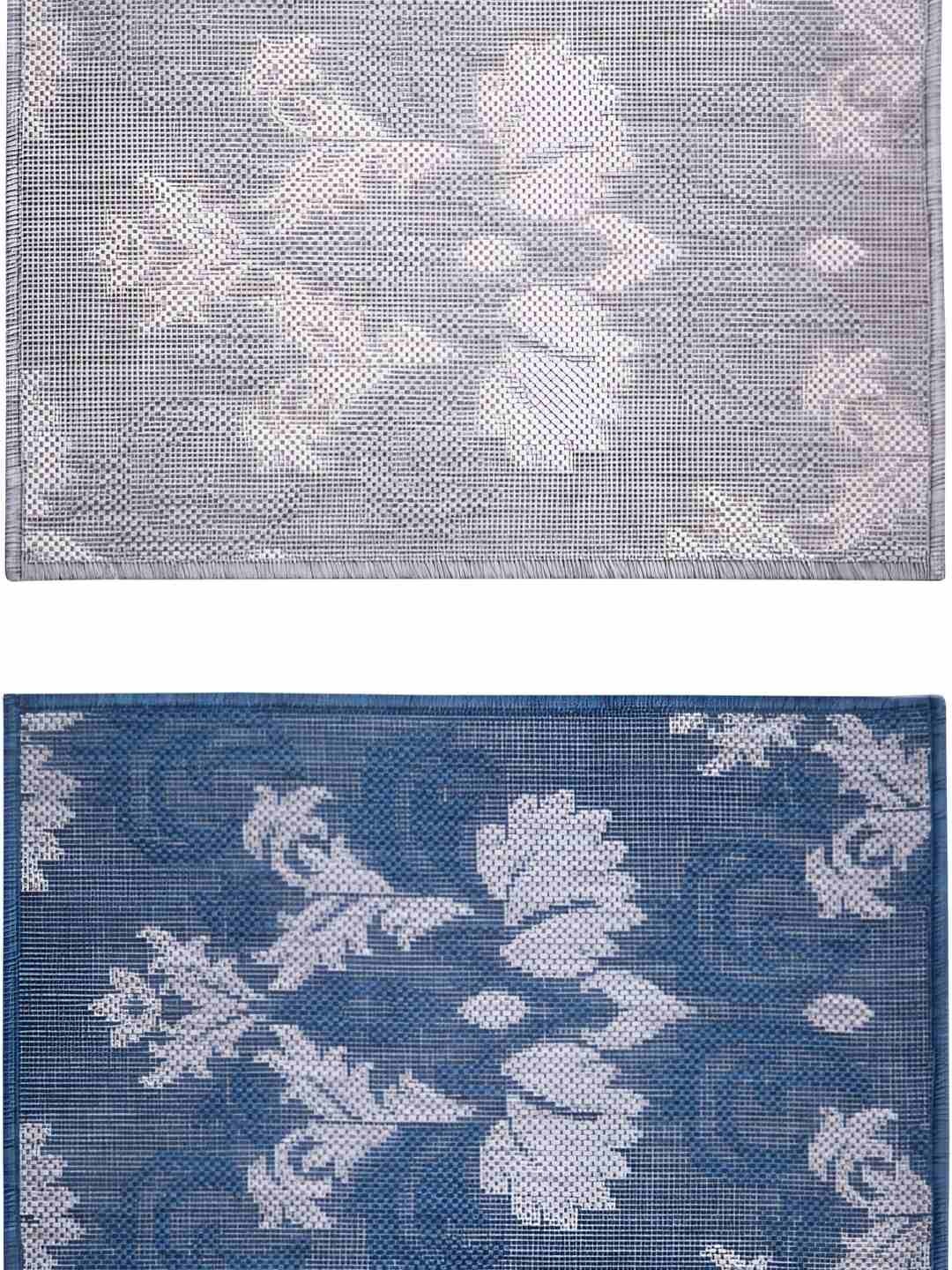 

Carpet Galore 2-Pcs Grey & Blue Patterned Water-Resistant Door Mats