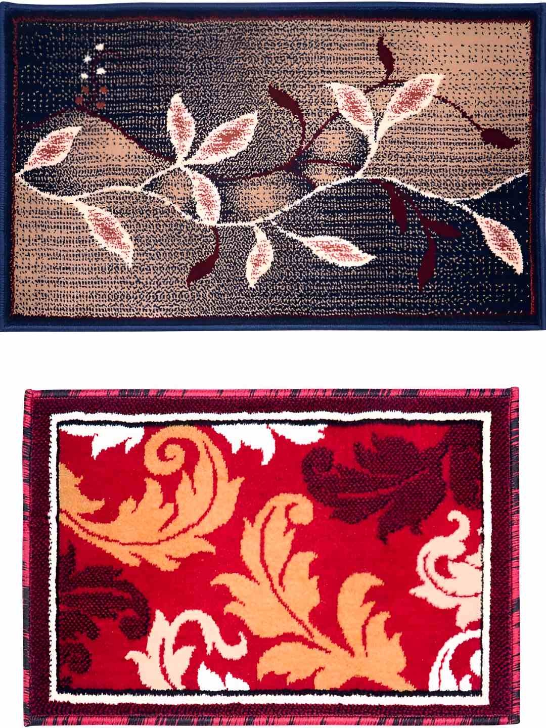 

Carpet Galore 2-Pcs Red & Beige Patterned Water-Resistant Door Mats