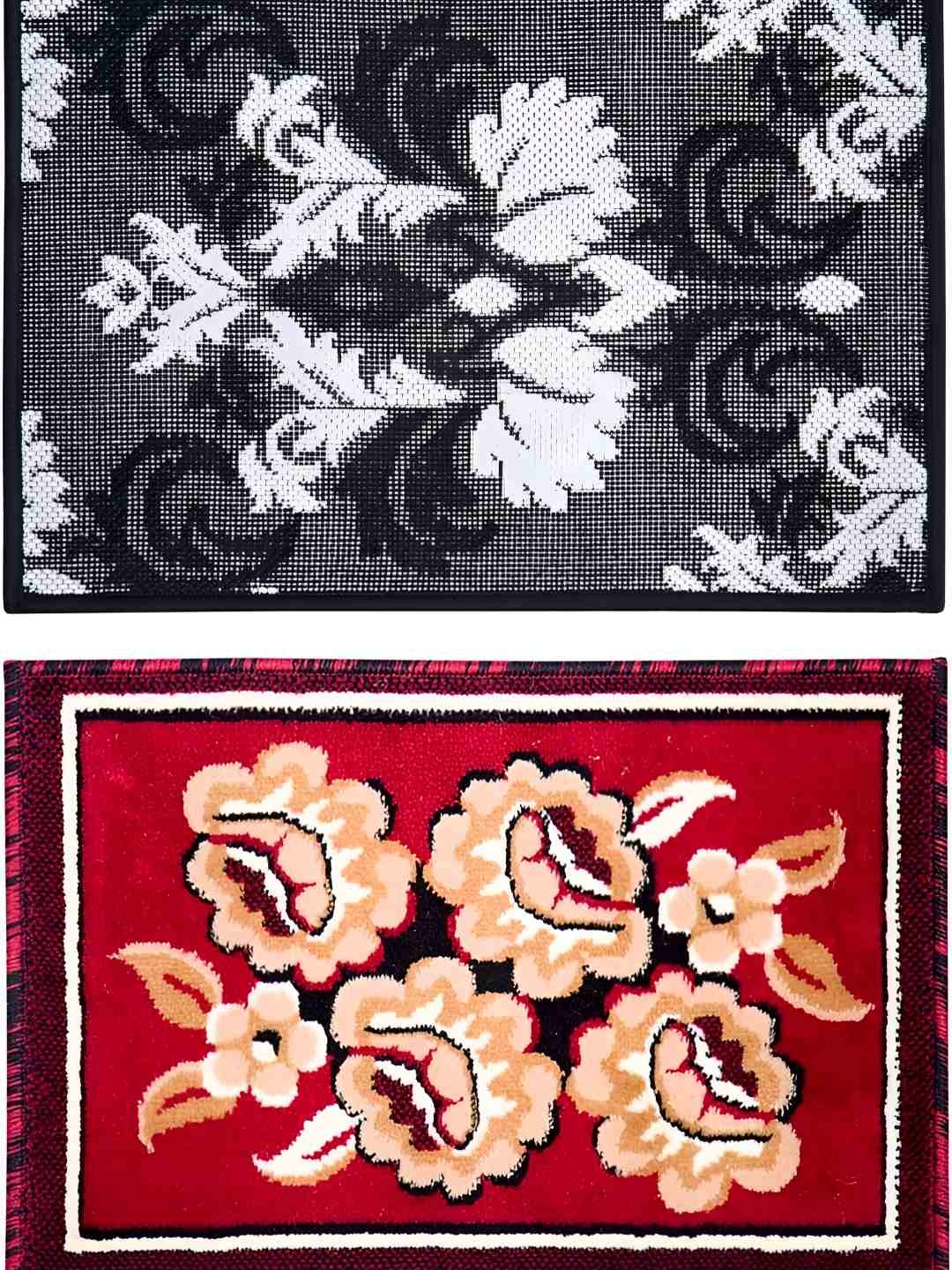 

Carpet Galore 2-Pcs Blue & Beige Patterned Water-Resistant Door Mats