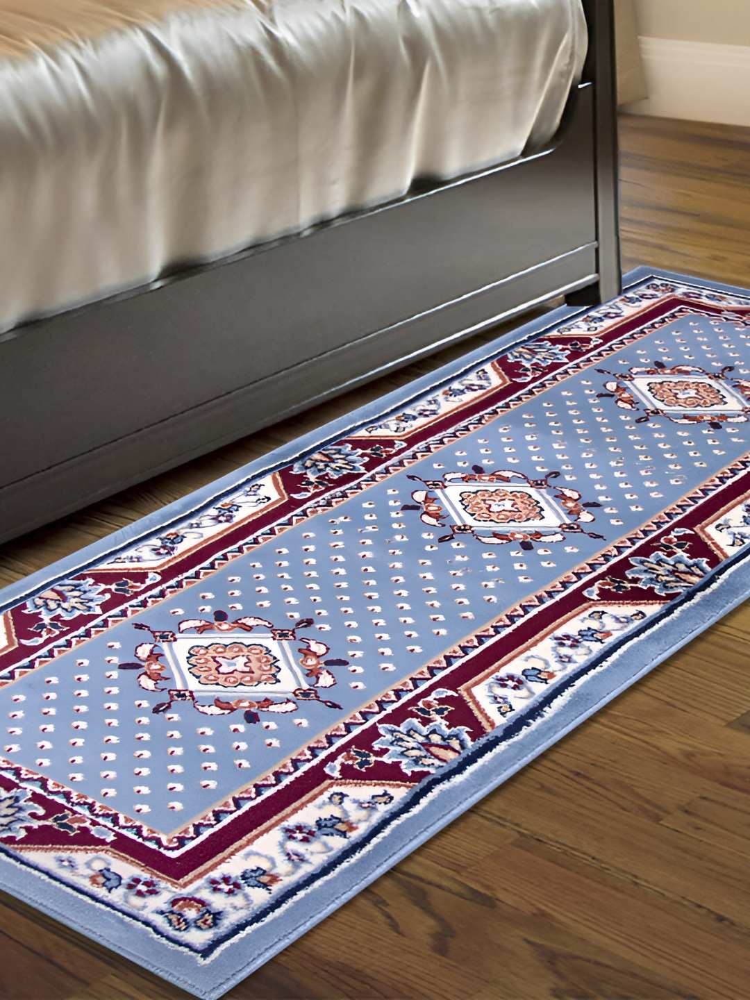 

Carpet Galore Turquoise Blue and Red Ethnic Motif Printed Water Resistant Floor Mat