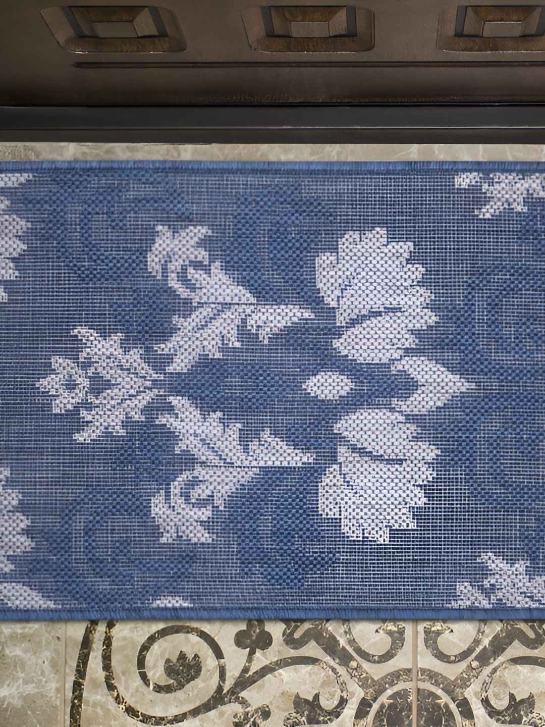 

Carpet Galore Blue & Grey Patterned Water-Resistant Door Mat